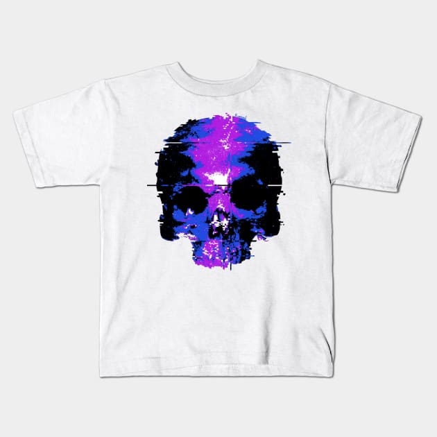 Skull Glitch (Purple) Kids T-Shirt by ControllerGeek